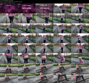 Devil Sophie - Strong hot autumn stream of urine right by the road (1080p)