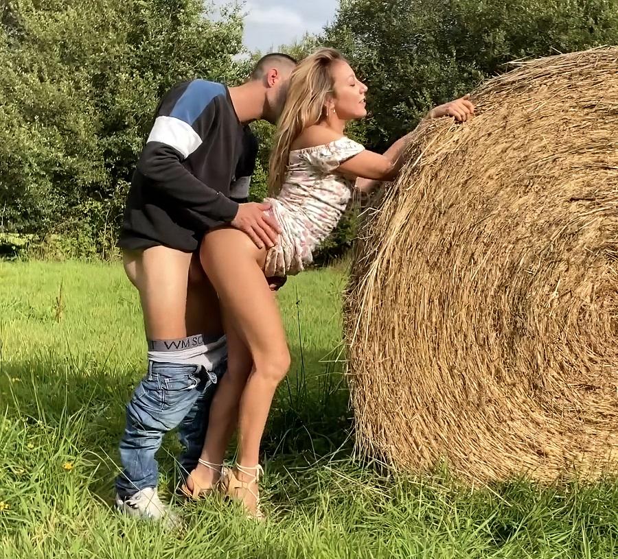 Emmanuelle Worley - French Romantic Fucked Against A Haystack and Sprayed With Cum FullHD 1080p