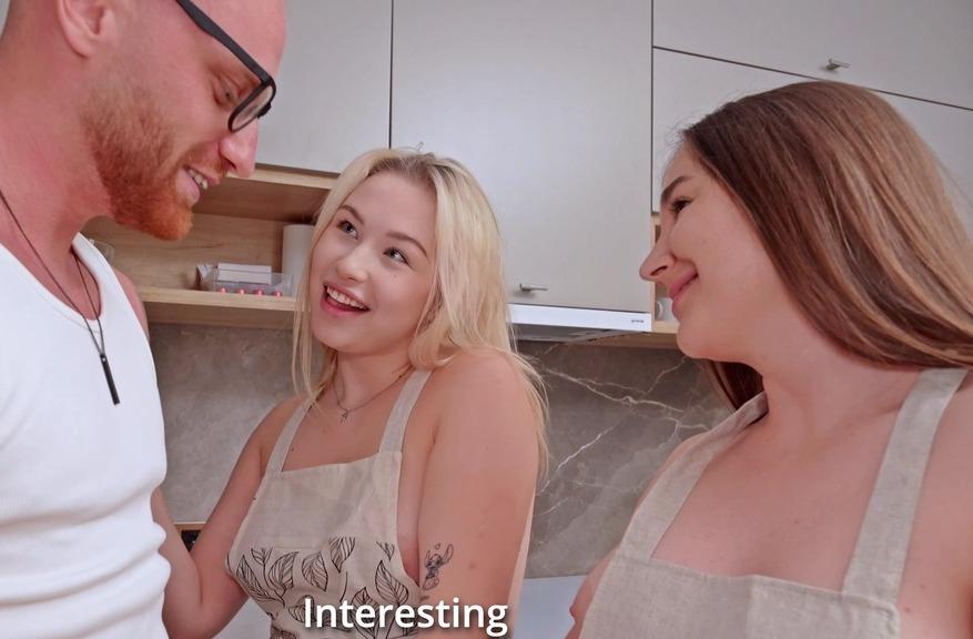 Sara Bork, Lina Babyface - Lesbians are cooking in the kitchen! But BIG HARD COCK in their ass and pussy stopped it FullHD 1080p/HD 720p