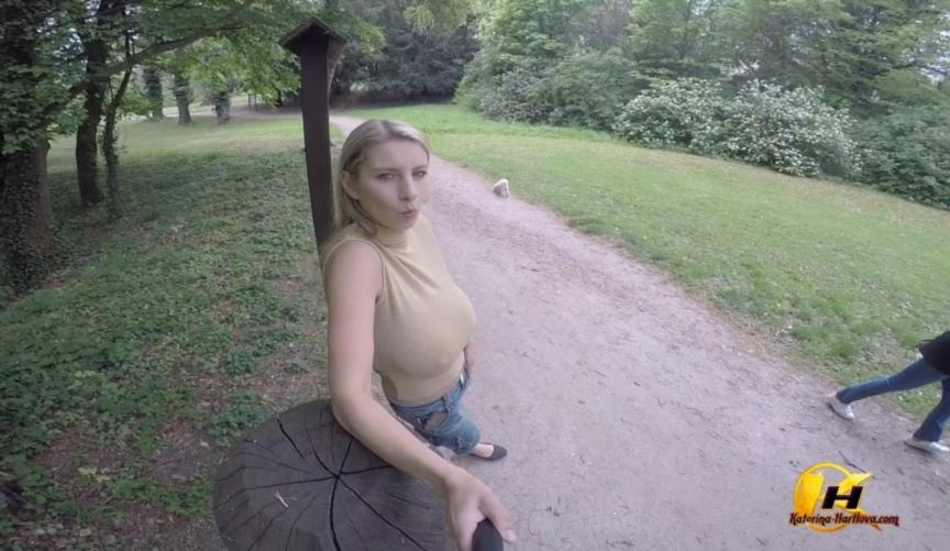 Katerina Hartlova - Walking Milking Talking and Joking naked in Public Park FullHD 1080p